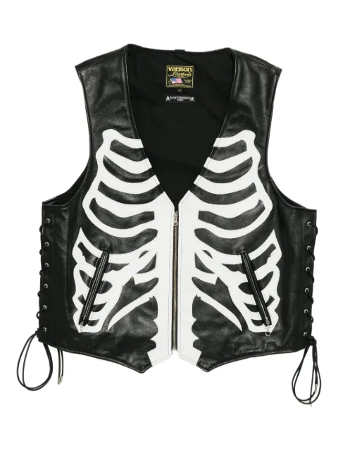 Mastermind Japan x VANSON Bones sleeveless jacket Black MW25C15VE100