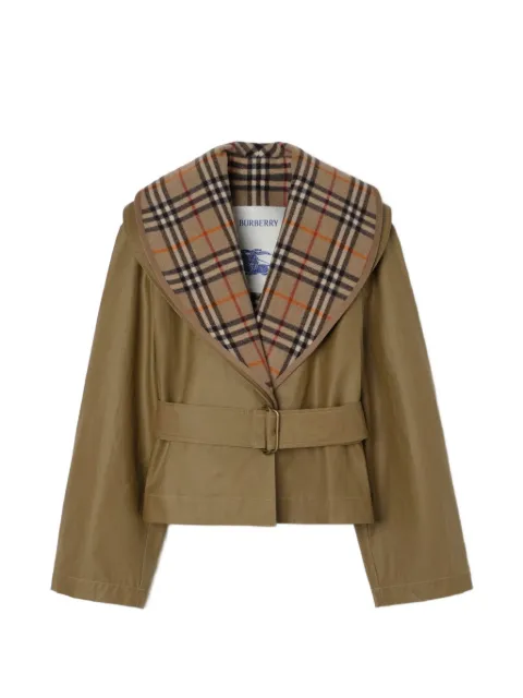 Burberry cropped cotton jacket with Check warmer Neutrals 8119106