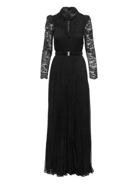 NISSA lace-panel silk maxi dress Black RC16198
