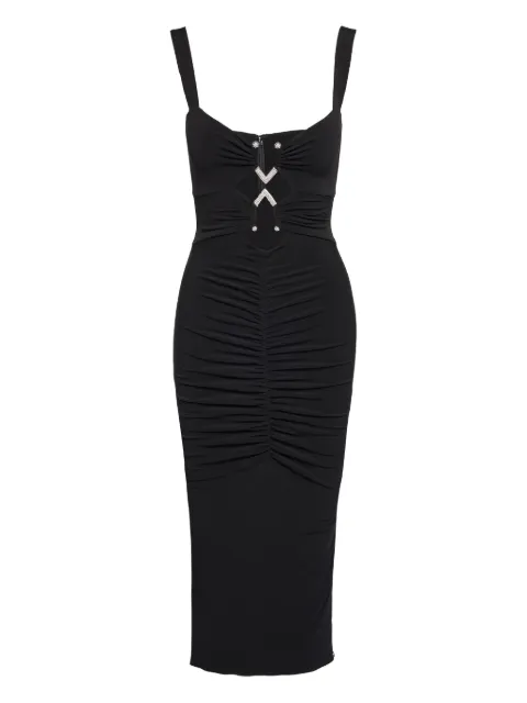 NISSA embellished ruched midi dress Black RS16131