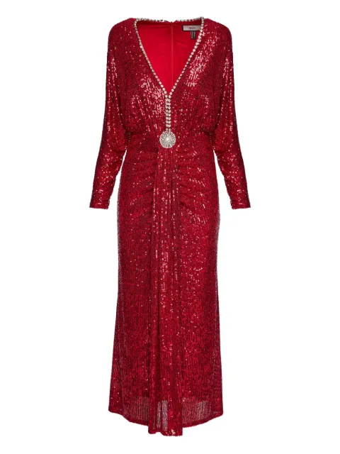 NISSA crystal-embellished sequined maxi dress Red RS16117