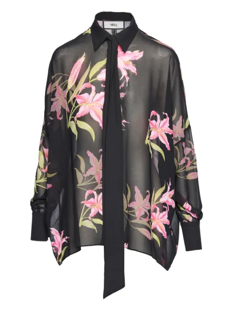NISSA floral tie top Black C16391