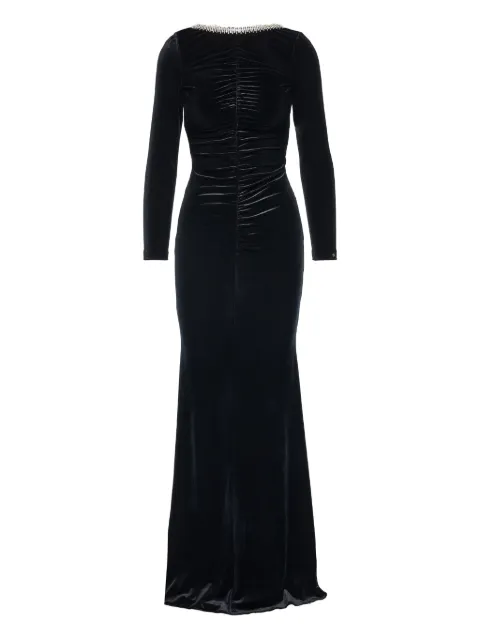 NISSA backless velvet maxi dress Black RS16094