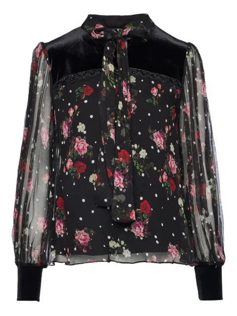 NISSA printed silk top Black TOP16123