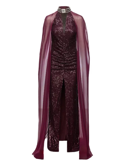 NISSA equined caped gown Purple RS16127