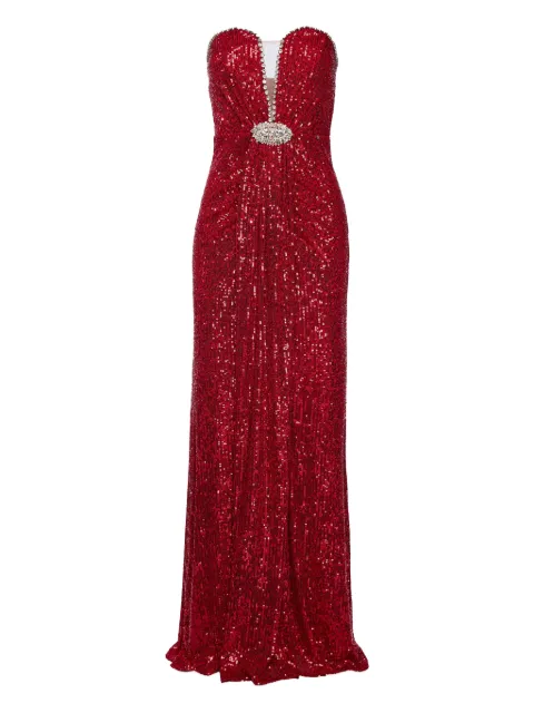 NISSA crystal-embellished sequined maxi dress Red RS16116