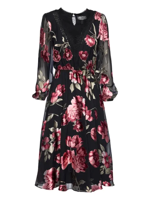 NISSA printed satin midi dress Black RC16377