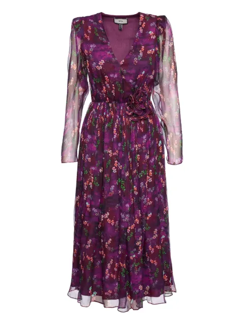 NISSA flower-appliqué midi dress Purple RC16428