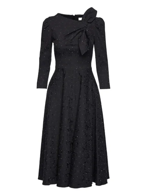 NISSA rhinestone-embellished brocade midi dress Black RS16120