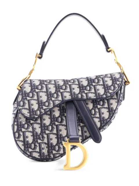 Christian Dior Pre-Owned Saddle Handbag Oblique Canvas Mini shoulder bag Blue H1YZA2WH3EHX9QI5