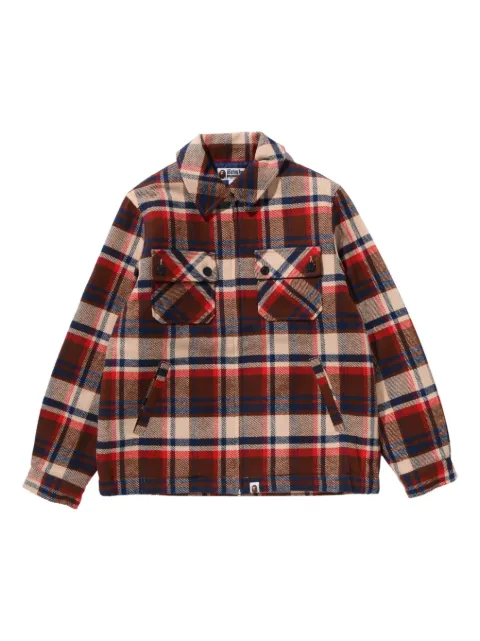 A BATHING APE® check pockets jacket Brown 001HJL801005M
