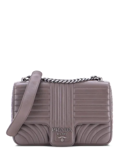 Prada Pre-Owned Chain Flap Shoulder Bag Diagramme Quilted Leather Medium crossbody bag Grey GEE9Z54WYB2FRZYZ