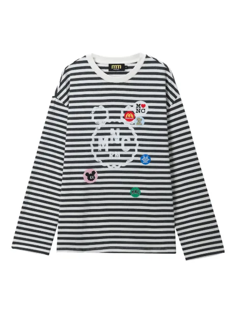 Mini Cream striped appliqué T-shirt White 5WM633A