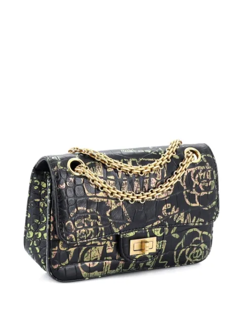 CHANEL Pre-Owned Reissue 2.55 Flap Bag Graffiti Crocodile Embossed Calfskin Mini crossbody bag Black W9ECAEHJ28A4QMIC