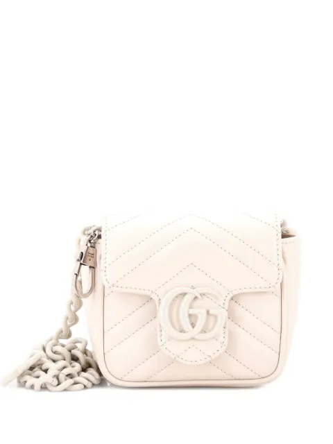 Gucci Pre-Owned GG Marmont Flap Matelasse Leather Mini belt bag Neutrals VSW8KLNAYFYMSHEL