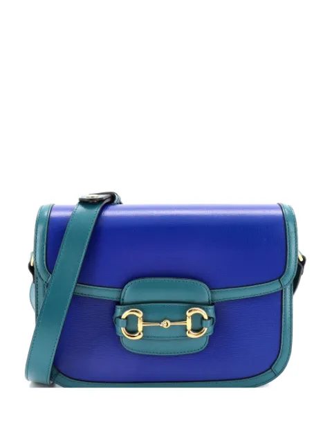 Gucci Pre-Owned Horsebit 1955 Leather Small shoulder bag Blue F7OFAL6DL1RI2Y1Z
