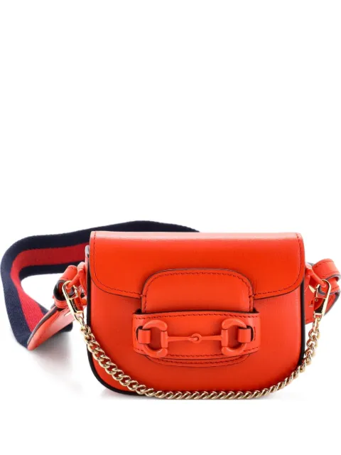 Gucci Pre-Owned Horsebit 1955 Flap Wallet with Strap Leather crossbody bag Orange JYOHC39N6YFN52CI