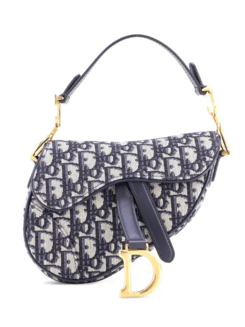 Christian Dior Pre-Owned Saddle Handbag Oblique Canvas Mini shoulder bag Blue V7WP38E8CFHJ3OEI