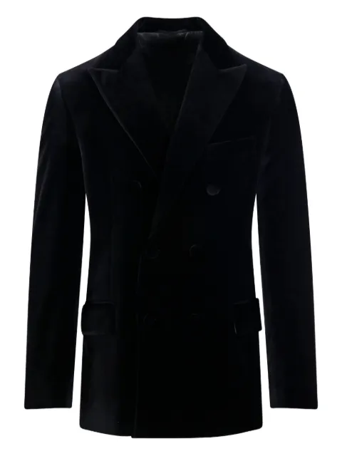 Golden Goose double-breasted blazer in black velvet with black satin lapels Black GMP02538P002316