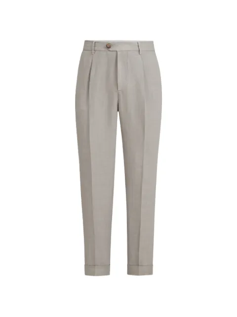 Brunello Cucinelli garment-dyed trousers in linen gabardine with pleat Neutrals M243DE1450C6018