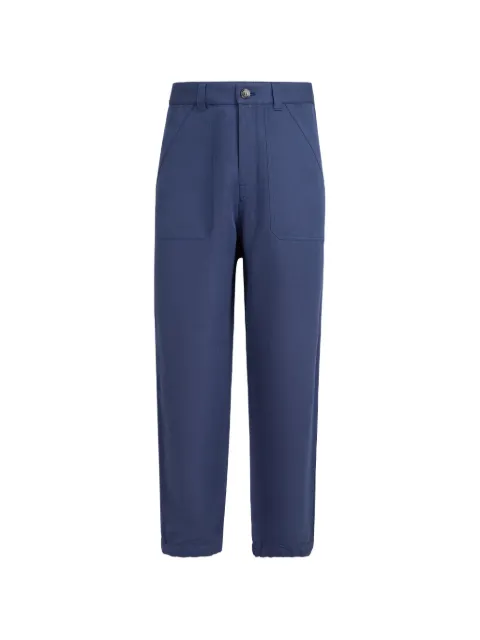 Brunello Cucinelli linen and cotton drill trousers with patch pockets and drawstring Blue MH255S2470C2443