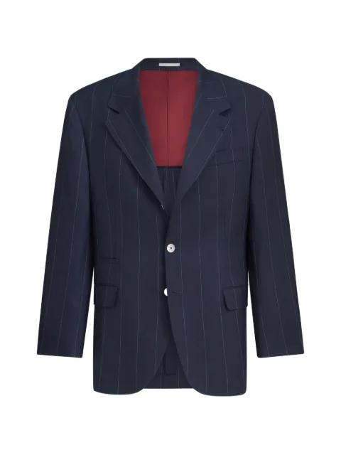 Brunello Cucinelli virgin wool chalk stripe tailor blazer Blue MV4338BTCC003