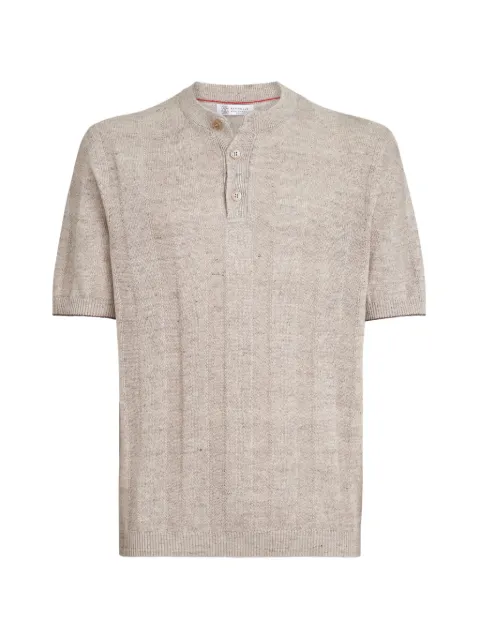 Brunello Cucinelli ribbed Henley-collar T-shirt Neutrals M2L707801CAY04
