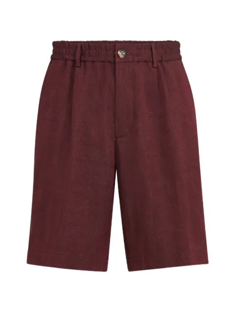 Brunello Cucinelli linen and virgin wool chevron Bermuda shorts Red MZ408U0065C016