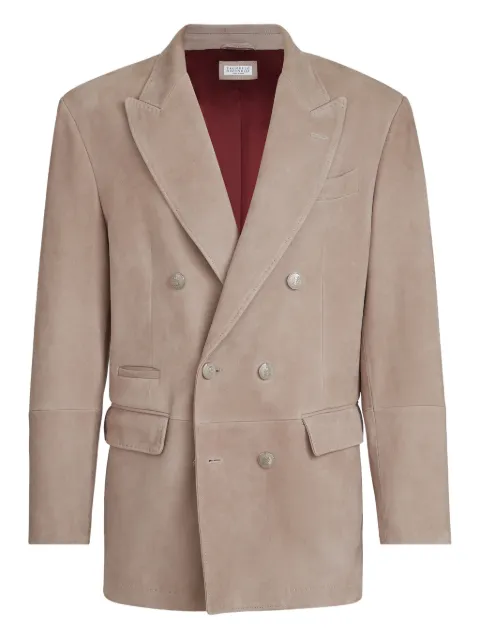 Brunello Cucinelli suede metal-buttons blazer Brown MPCAO2075CZT85