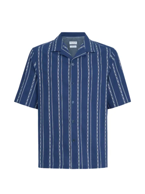 Brunello Cucinelli stripe short-sleeve shirt Blue MA6870615C002