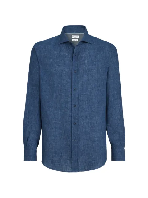 Brunello Cucinelli délavé linen easy fit shirt with spread collar Blue MF6300627C018