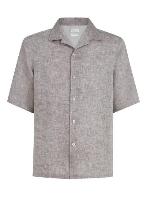 Brunello Cucinelli camp-collar short-sleeve shirt Grey MM6840615C148