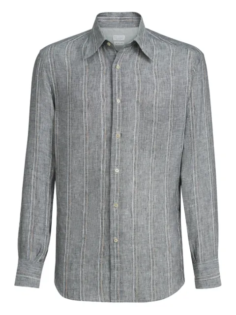 Brunello Cucinelli striped pocket shirt Grey MA6900621C006