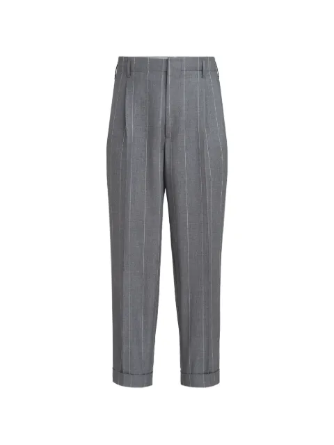 Brunello Cucinelli virgin wool chalk stripe trousers with double pleats Grey MV433L00NC002