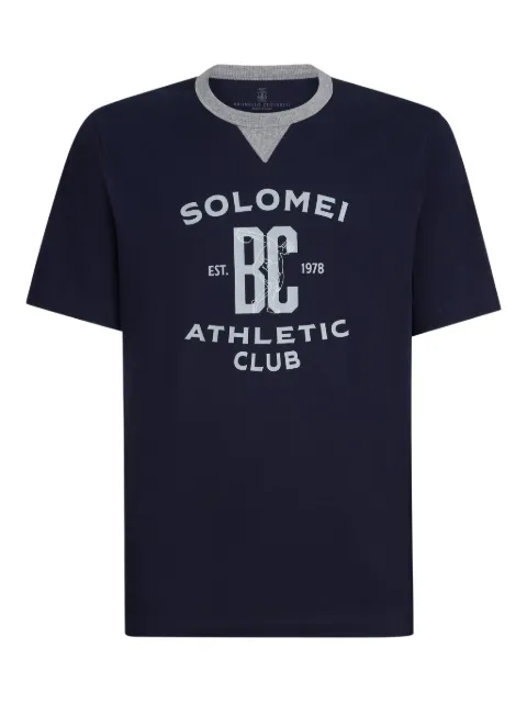 Brunello Cucinelli cotton jersey T-shirt with print Blue M0B131001GCDT46