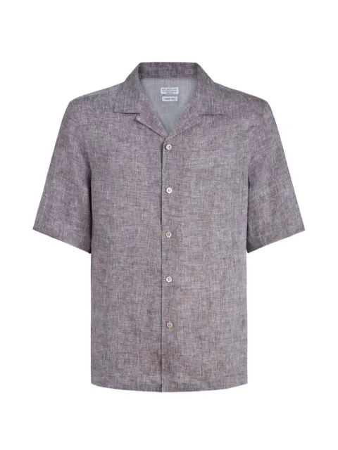 Brunello Cucinelli camp-collar short-sleeve shirt Purple MM6840615C146