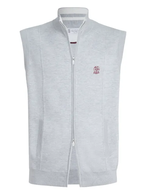 Brunello Cucinelli logo-detail zipped vest Grey MNB806406GC072