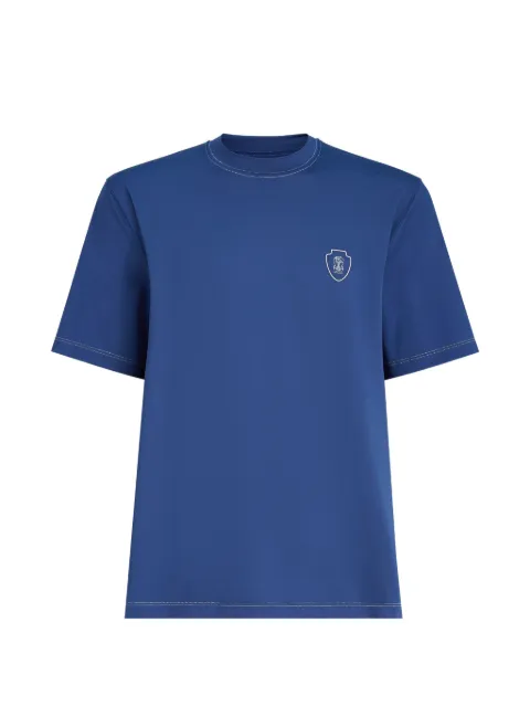 Brunello Cucinelli comfort nylon crew neck T-shirt with logo Blue MW8571884TC7943