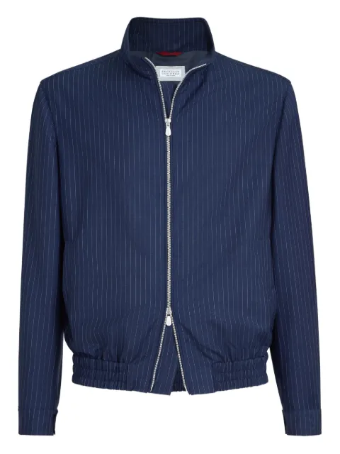 Brunello Cucinelli pinstripe stand-collar jacket Blue MZ4096580C023