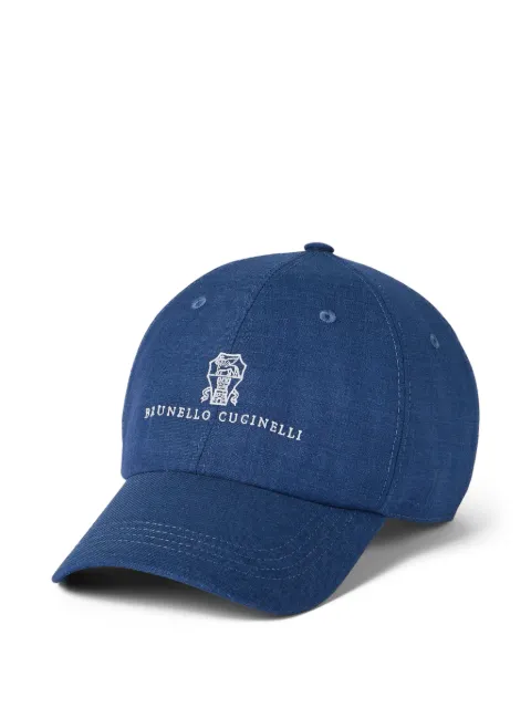 Brunello Cucinelli embroidered-logo wool baseball cap Blue M032P9850CFA32