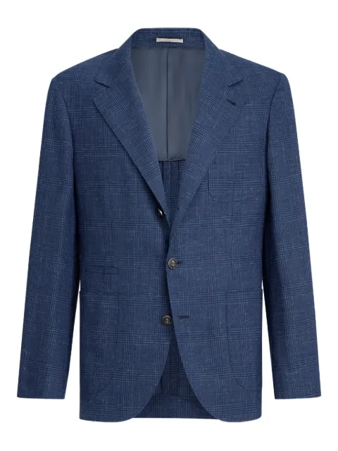 Brunello Cucinelli Prince of Wales patch-pocket blazer Blue MZ4287BND5C1040