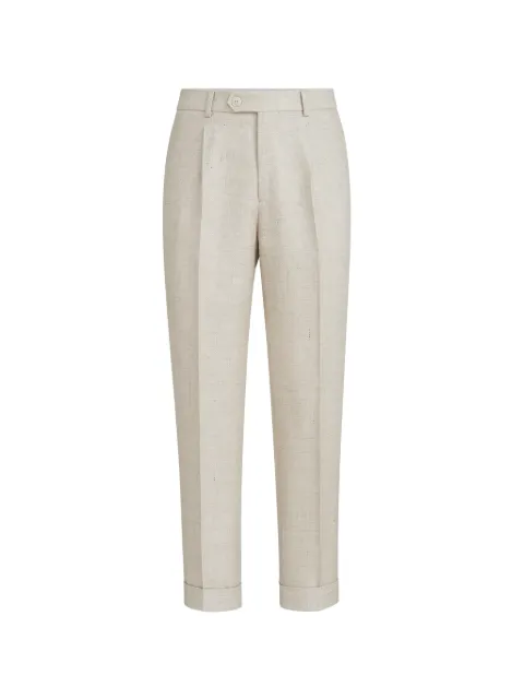 Brunello Cucinelli pleat hopsack trousers Neutrals MZ403L00HC042