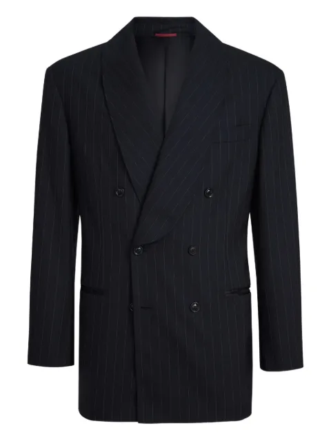 Brunello Cucinelli chalk-stripe shawl-lapels blazer Black MZ427GS21C101