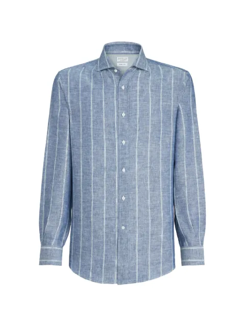 Brunello Cucinelli striped spread-collar shirt Blue MA6850627C018