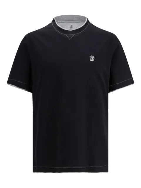 Brunello Cucinelli embroidered-logo T-shirt Black M0B137451GCCB75