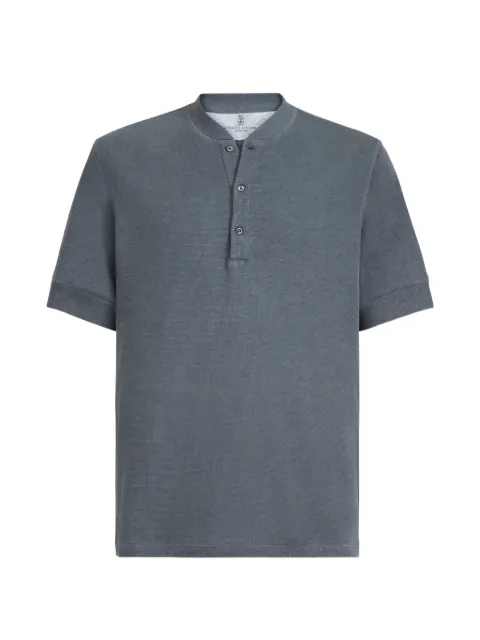 Brunello Cucinelli cotton jersey Henley top Grey MW8661355C4923