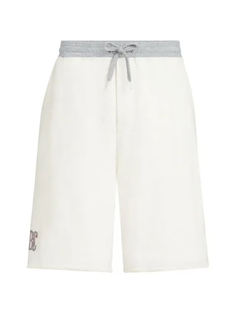Brunello Cucinelli cotton and linen mélange French terry bermuda shorts with logo Neutrals MR8313375GCTQ27