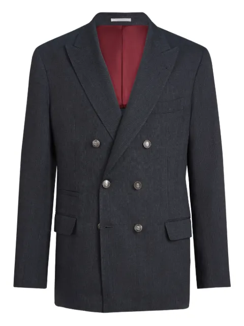 Brunello Cucinelli chevron double-breasted blazer Grey MZ4087BPD2C005