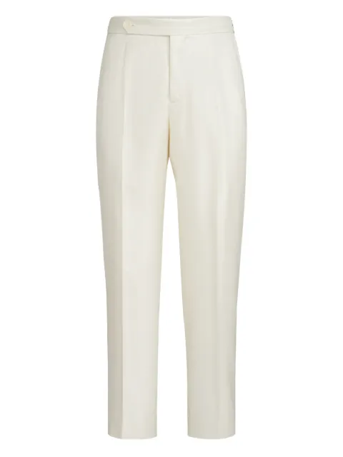 Brunello Cucinelli pleated waist-tab silk trousers Neutrals MR483PS05C101