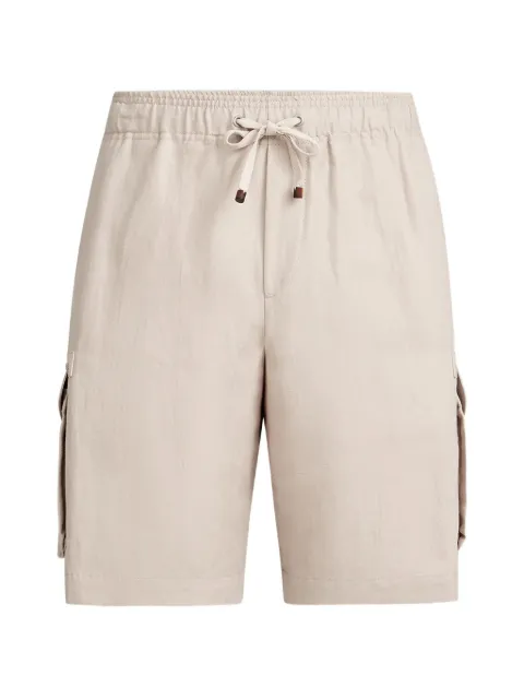 Brunello Cucinelli linen and cotton drill bermuda shorts with drawstring and cargo pockets Neutrals MH255U0025C2438